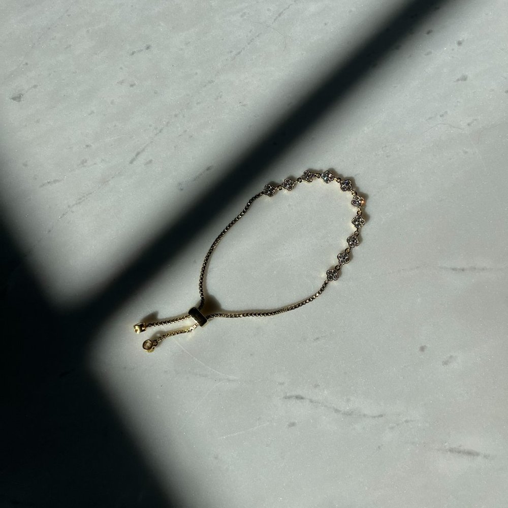 Swarvoski Gold Adjustable Clover Bracelet